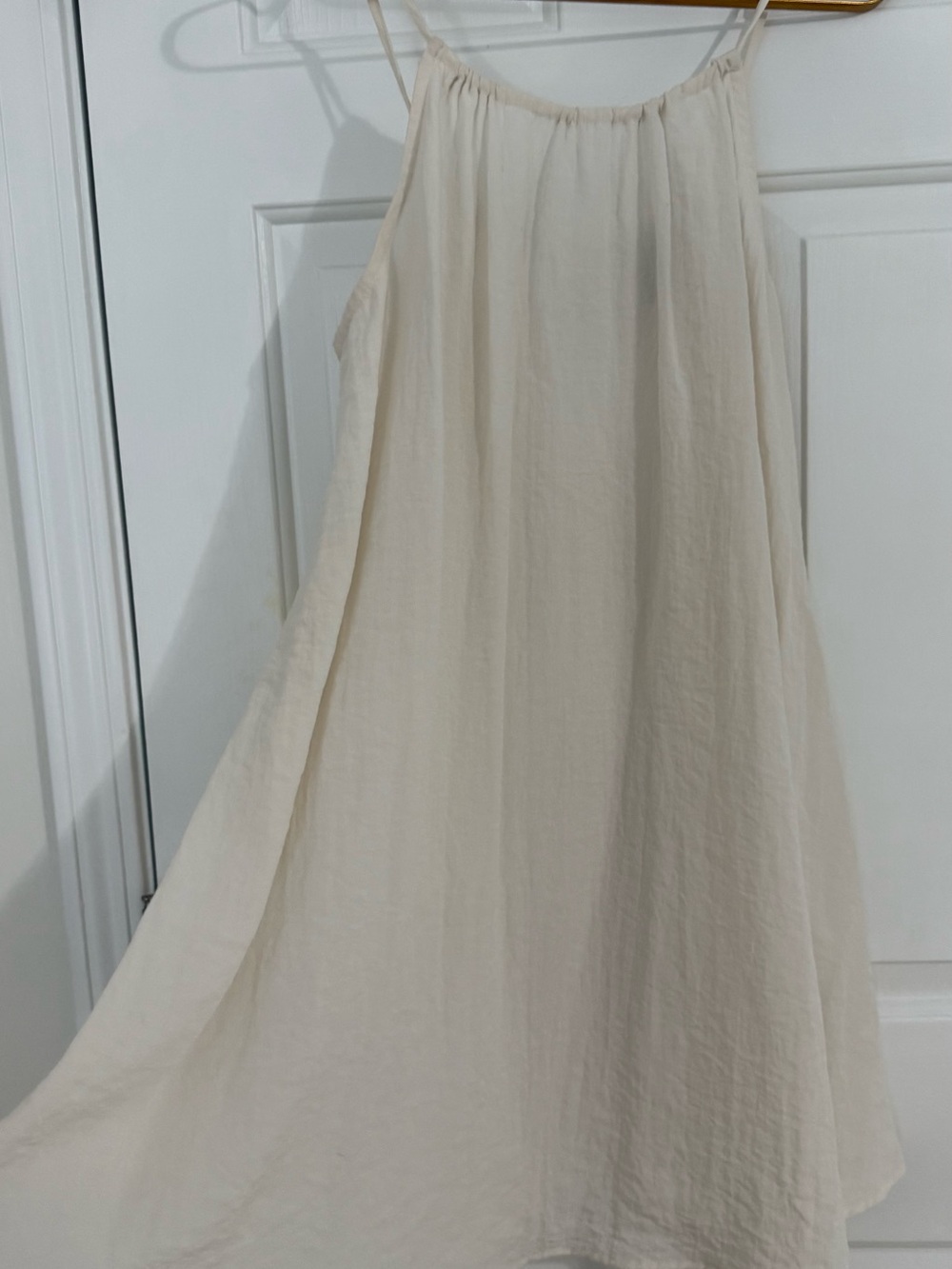 Divided Light Cream Mini Dress with Spaghetti Straps